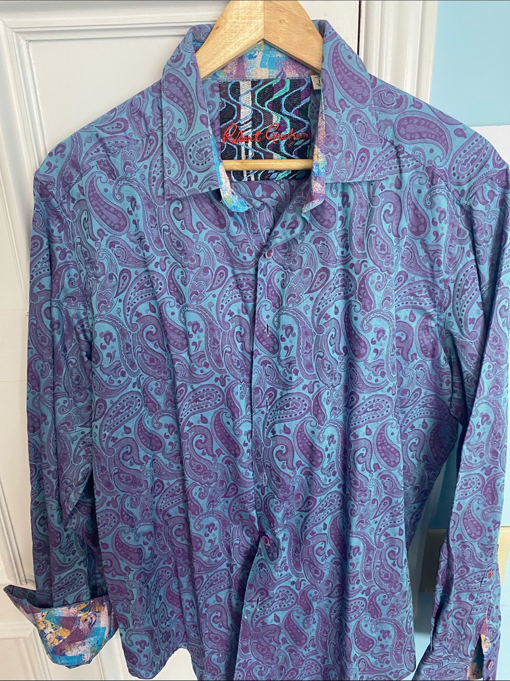 Robert Graham Blue and Purple Paisley Button-Down Shirt